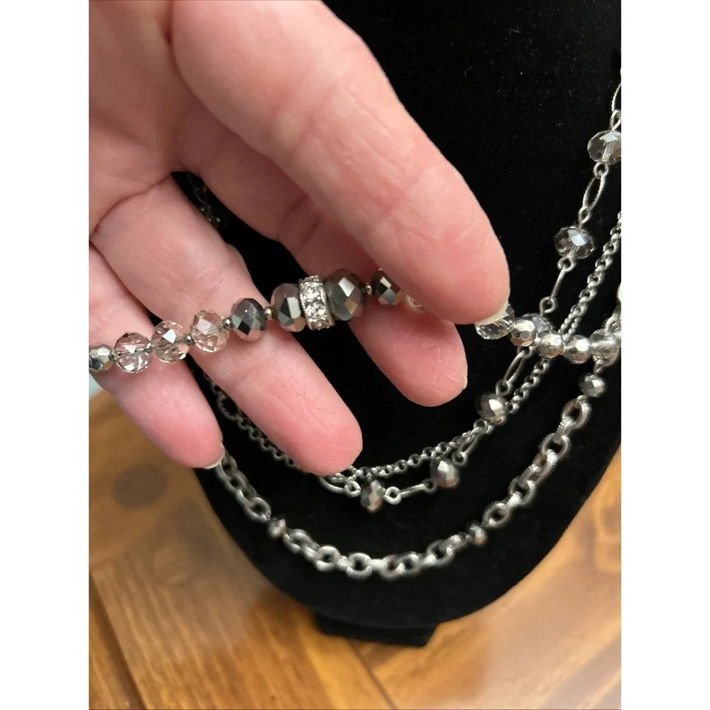 Whit House Black‎ Market Silver Tone Rhinestone Strand Necklace